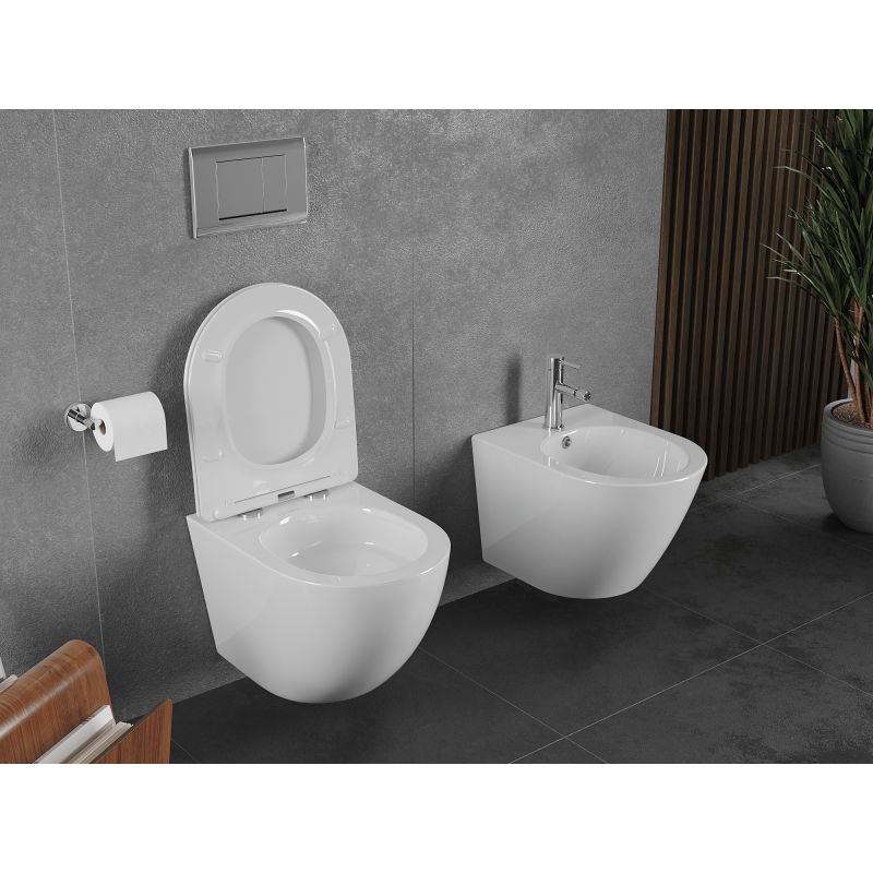 Mexen Lena WC misa Rimless Tornado so sedadlom s pomalým zatváraním slim, duroplast, biela lesk - 30220400T