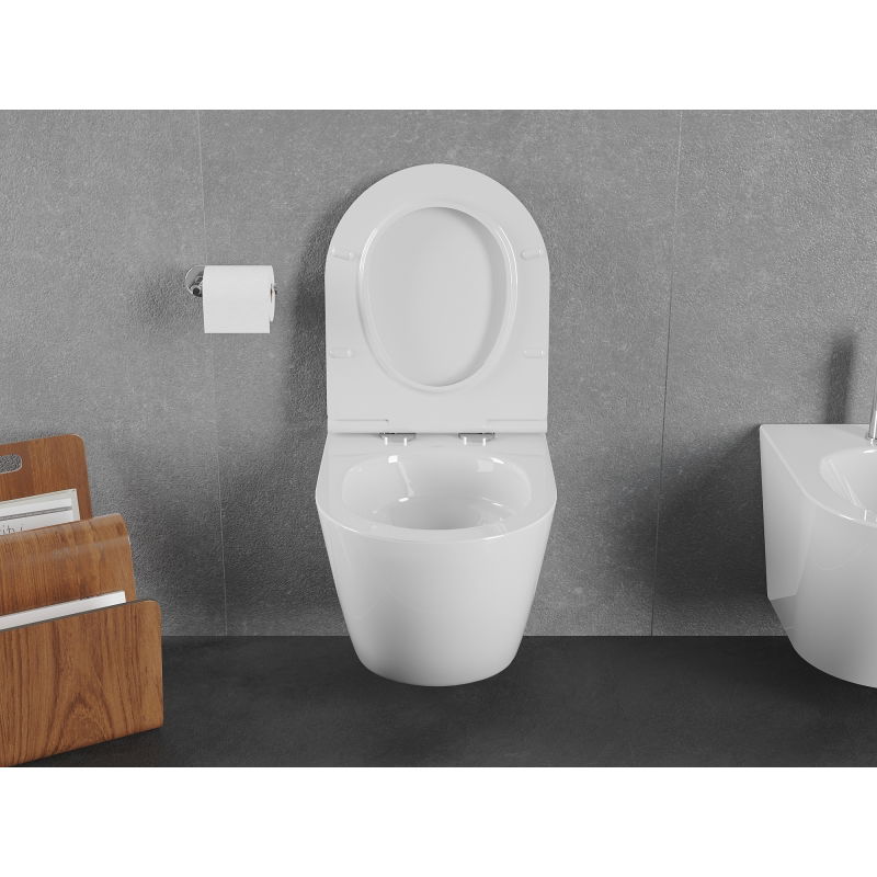 Mexen Lena WC misa Rimless Tornado so sedadlom s pomalým zatváraním slim, duroplast, biela lesk - 30220500T