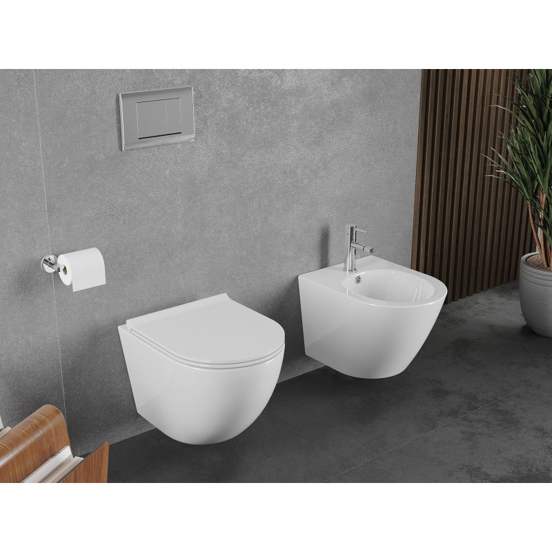 Mexen Lena WC misa Rimless Tornado so sedadlom s pomalým zatváraním slim, duroplast, biela lesk - 30220500T