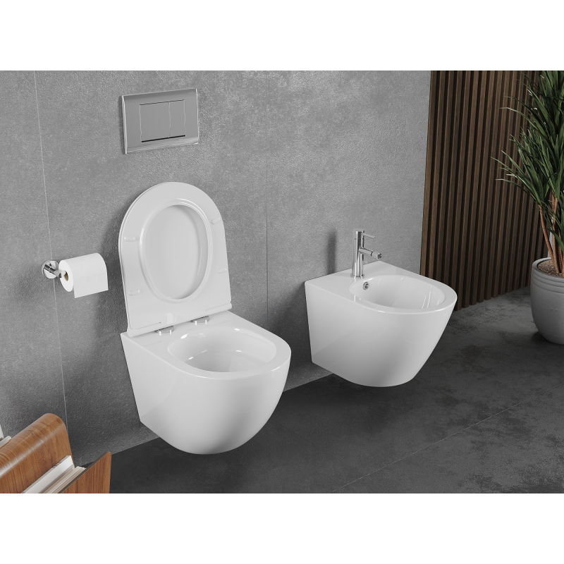 Mexen Lena WC misa Rimless Tornado so sedadlom s pomalým zatváraním slim, duroplast, biela lesk - 30220500T