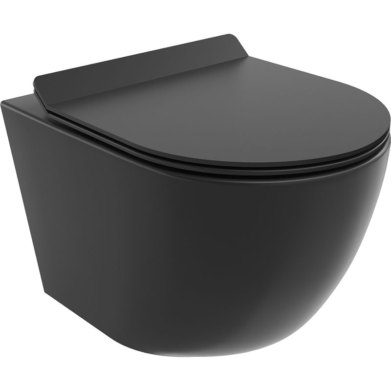 Mexen Lena WC misa Rimless Tornado s pomaly zatvárateľnou doskou slim, duroplast, čierny mat - 30220185T