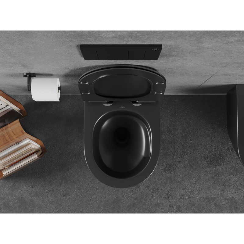 Mexen Lena WC misa Rimless Tornado so sedadlom s pomalým zatváraním slim, duroplast, čierna matná - 30220185T