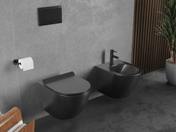 Mexen Lena WC misa Rimless Tornado s pomaly zatvárateľnou doskou slim, duroplast, čierny mat - 30220185T