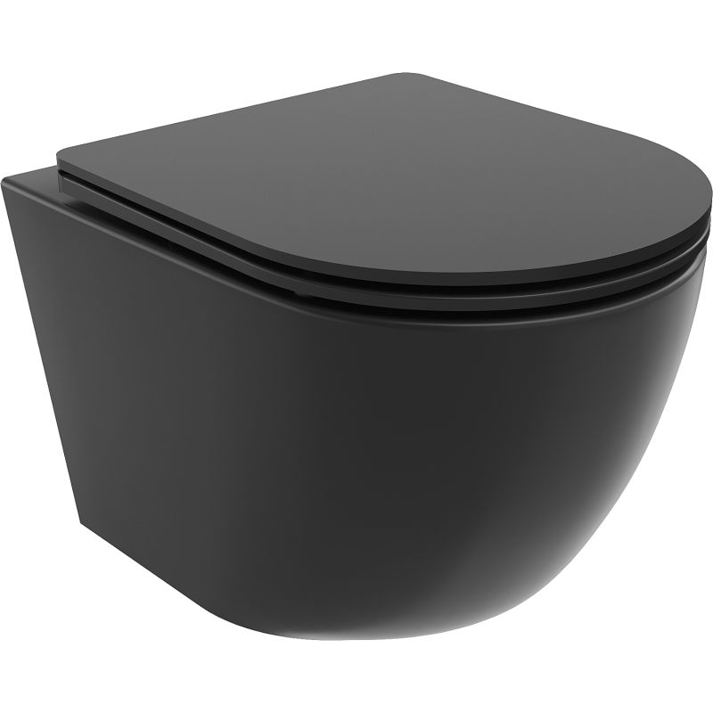 Mexen Lena WC misa bezráfiková Tornado s pomaly sklopnou slim doskou, duroplast, čierna matná - 30221085T