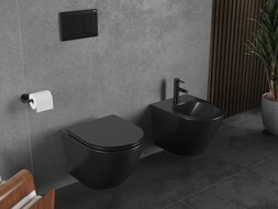 Mexen Lena WC misa Rimless Tornado so sedadlom s pomalým zatváraním slim, duroplast, čierna matná - 30221085T