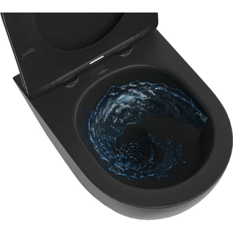 Mexen Lena WC misa Rimless Tornado so sedadlom s pomalým zatváraním slim, duroplast, čierna matná - 30221085T