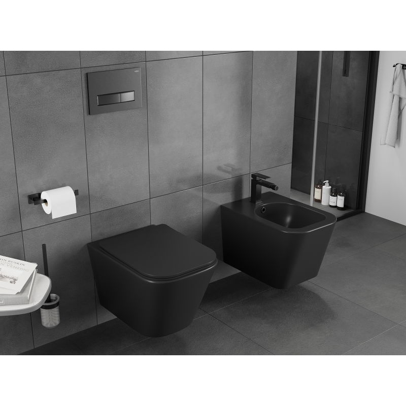 Mexen Teo WC misa Rimless Tornado s pomaly klesajúcim sedadlom slim, duroplast, čierna matná - 30850685T
