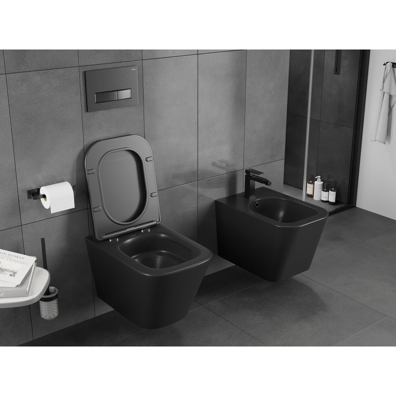 Mexen Teo WC misa Rimless Tornado s pomaly klesajúcim sedadlom slim, duroplast, čierna matná - 30850685T