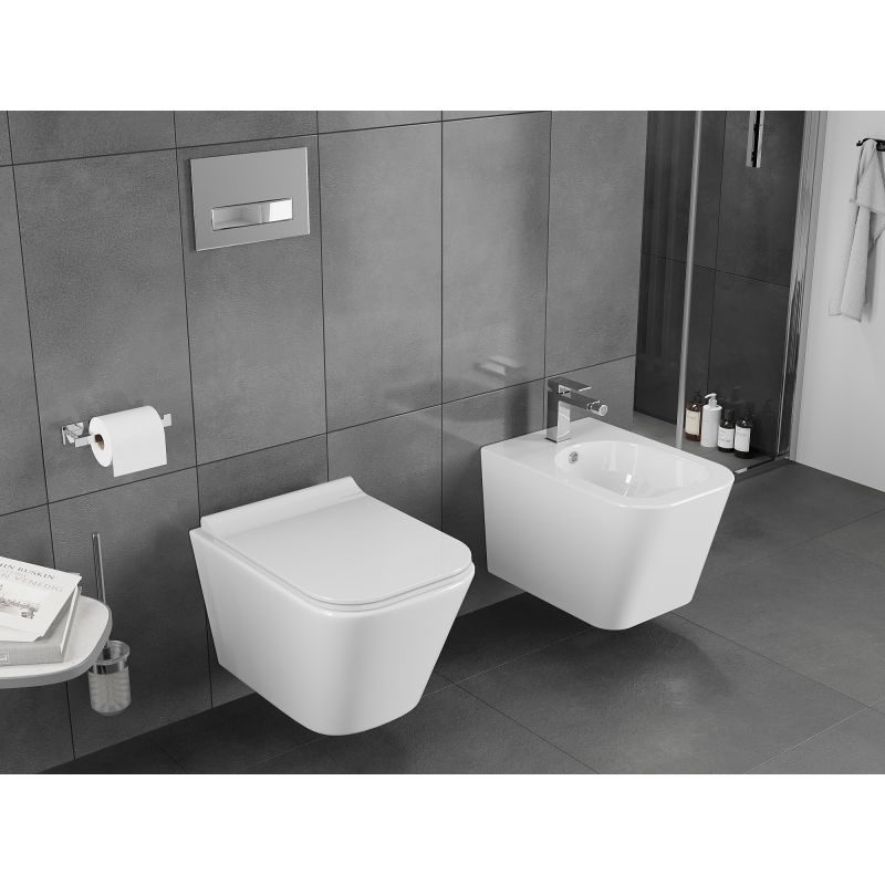 Mexen Teo WC misa Rimless Tornado so sedadlom so spomaleným zatváraním slim, duroplast, biela lesk - 30850700T