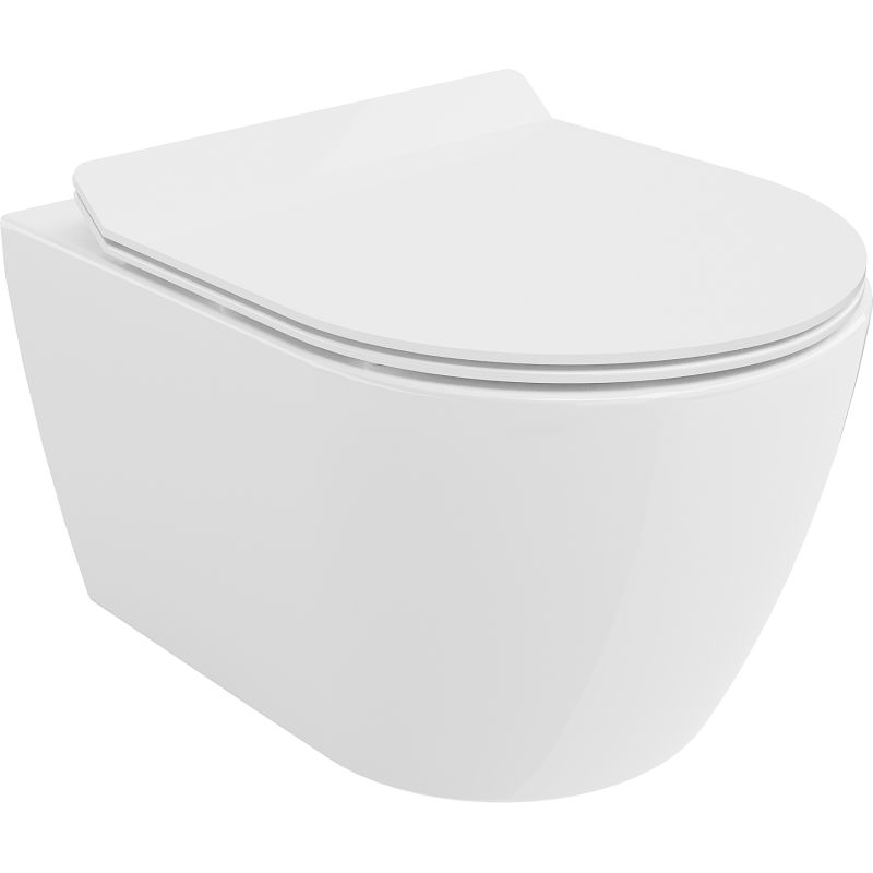 Mexen Carmen WC misa Rimless Tornado so sedadlom s pomalým sklápacie slim, duroplast, biela lesklá - 30880100T
