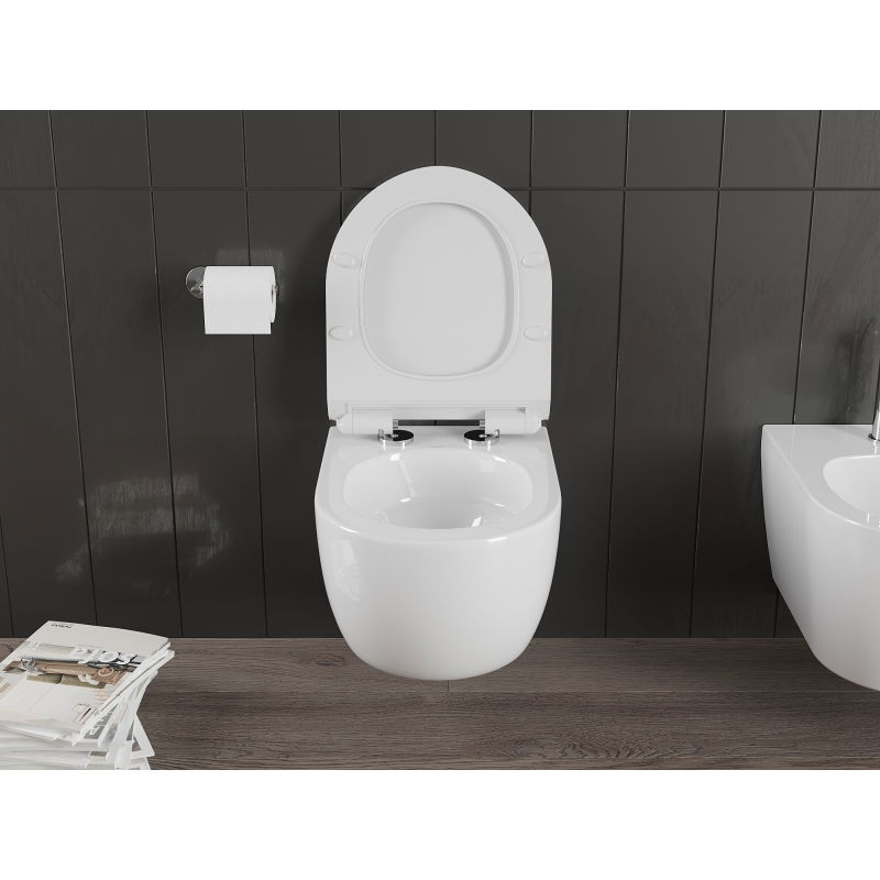 Mexen Carmen WC miska Rimless Tornado s pomaly uzatvárateľnou doskou slim, duroplast, biely lesk - 30880100T