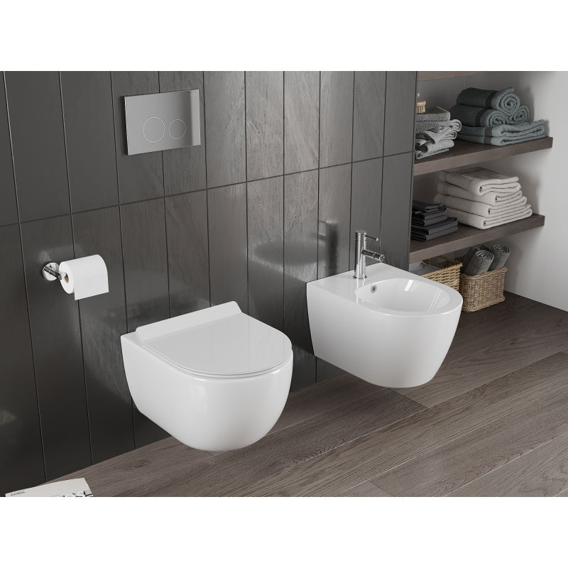 Mexen Carmen WC miska Rimless Tornado s pomaly uzatvárateľnou doskou slim, duroplast, biely lesk - 30880100T