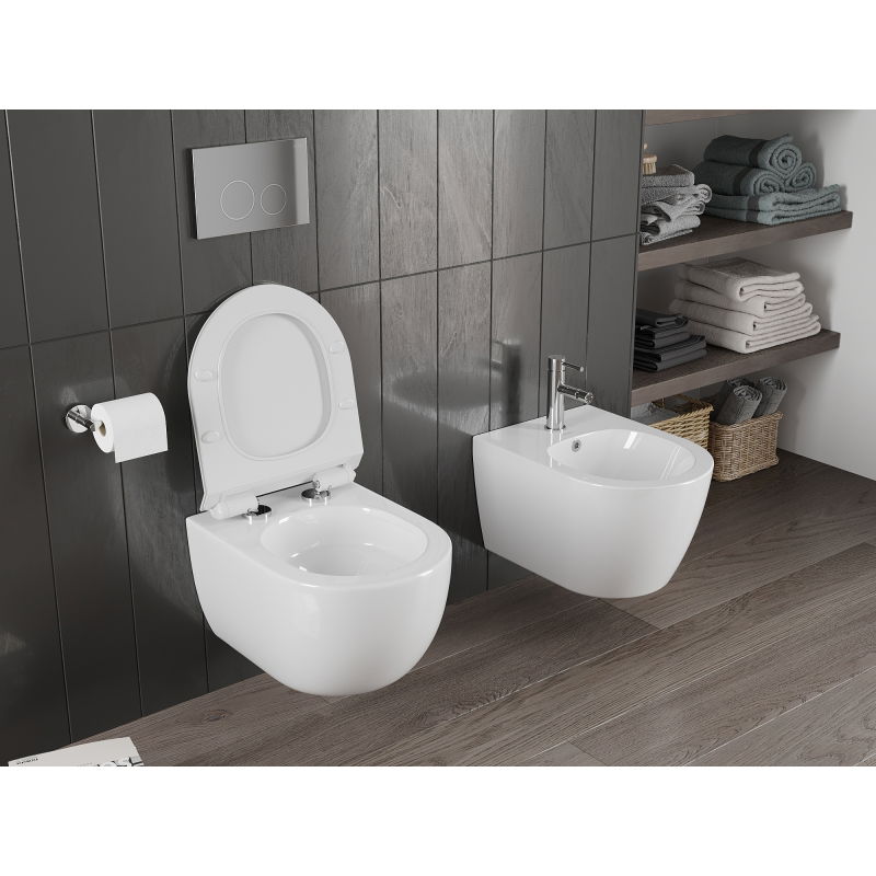 Mexen Carmen WC miska Rimless Tornado s pomaly uzatvárateľnou doskou slim, duroplast, biely lesk - 30880100T