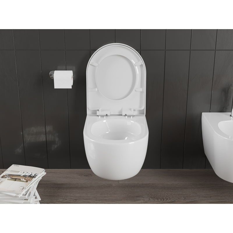Mexen Carmen WC miska Rimless Tornado s tvrdým pomaly padajúcim sedadlom, duroplast, lesklá biela - 30880200T