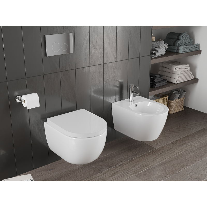 Mexen Carmen WC miska Rimless Tornado s tvrdým pomaly padajúcim sedadlom, duroplast, lesklá biela - 30880200T