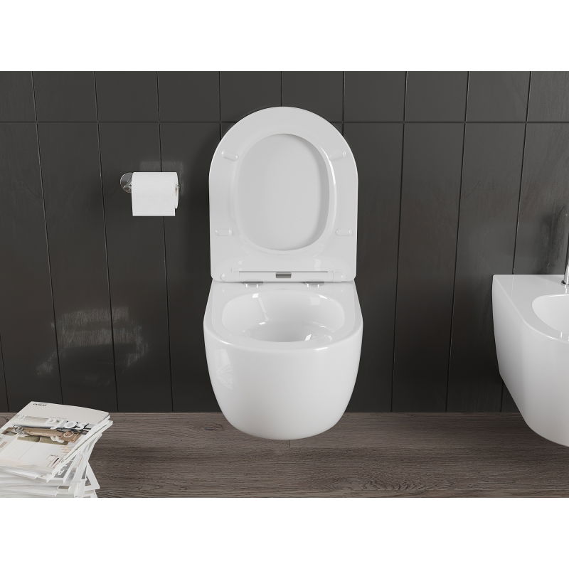 Mexen Carmen WC miska Rimless Tornado so sedadlom slim, duroplast, biela lesklá - 30880400T