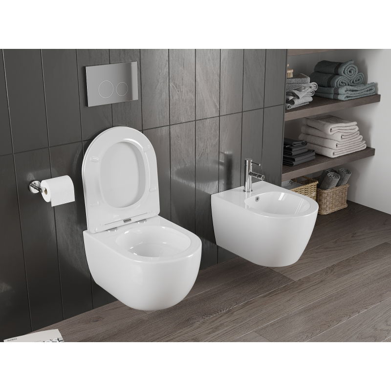 Mexen Carmen WC miska Rimless Tornado so sedadlom slim, duroplast, biela lesklá - 30880400T