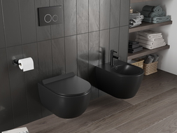 Mexen Carmen WC misa Rimless Tornado s WC doskou s pomalým zatváraním slim, duroplast, čierna matná - 30880185T