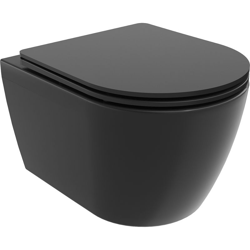 Mexen Carmen WC misa Rimless Tornado s pomaly zatvárajúcim sa tenkým sedadlom, duroplast, čierna matná - 30881085T