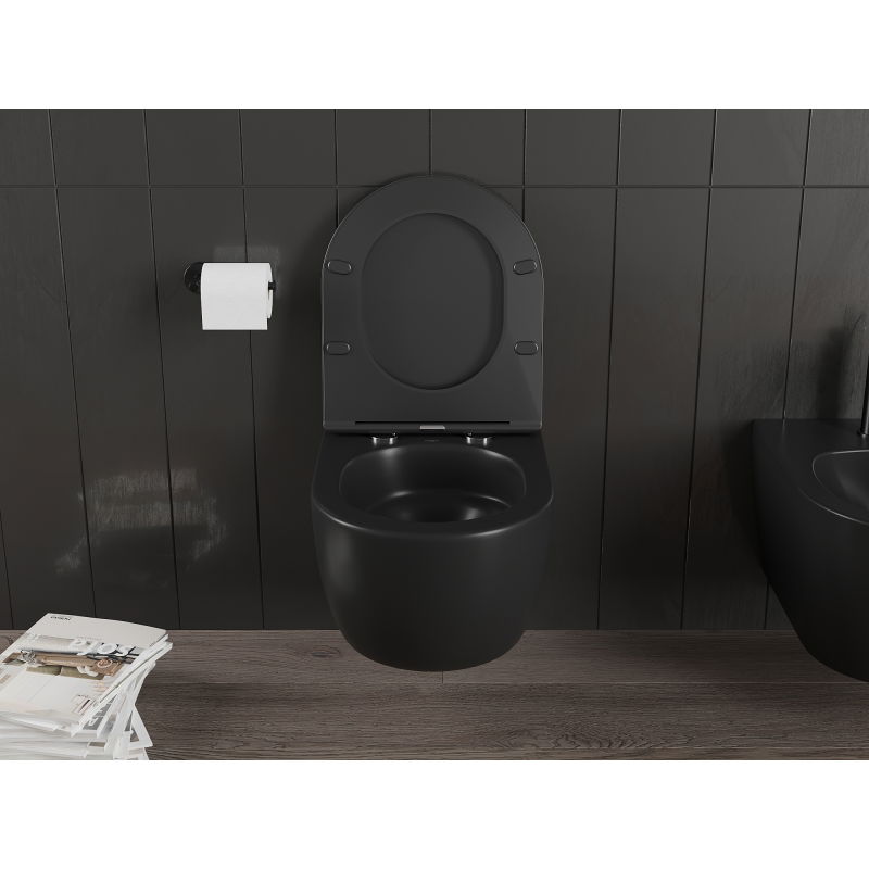 Mexen Carmen WC misa Rimless Tornado so sedadlom s pomalým zatváraním slim, duroplast, čierna matná - 30881085T