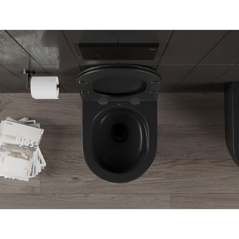 Mexen Carmen WC misa Rimless Tornado so sedadlom s pomalým zatváraním slim, duroplast, čierna matná - 30881085T