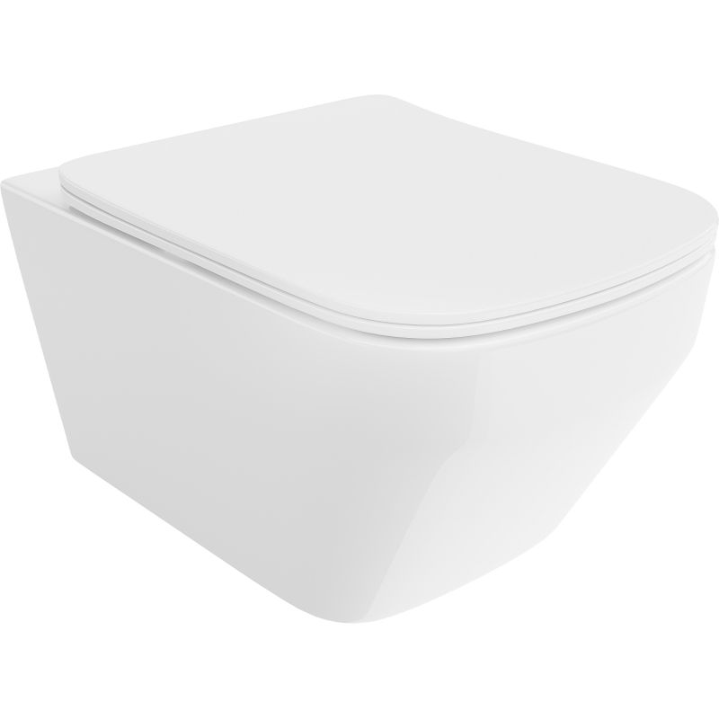 Mexen Riva WC misa Rimless Tornado so sklápacím sedadlom slim, duroplast, biely lesk - 30630200T