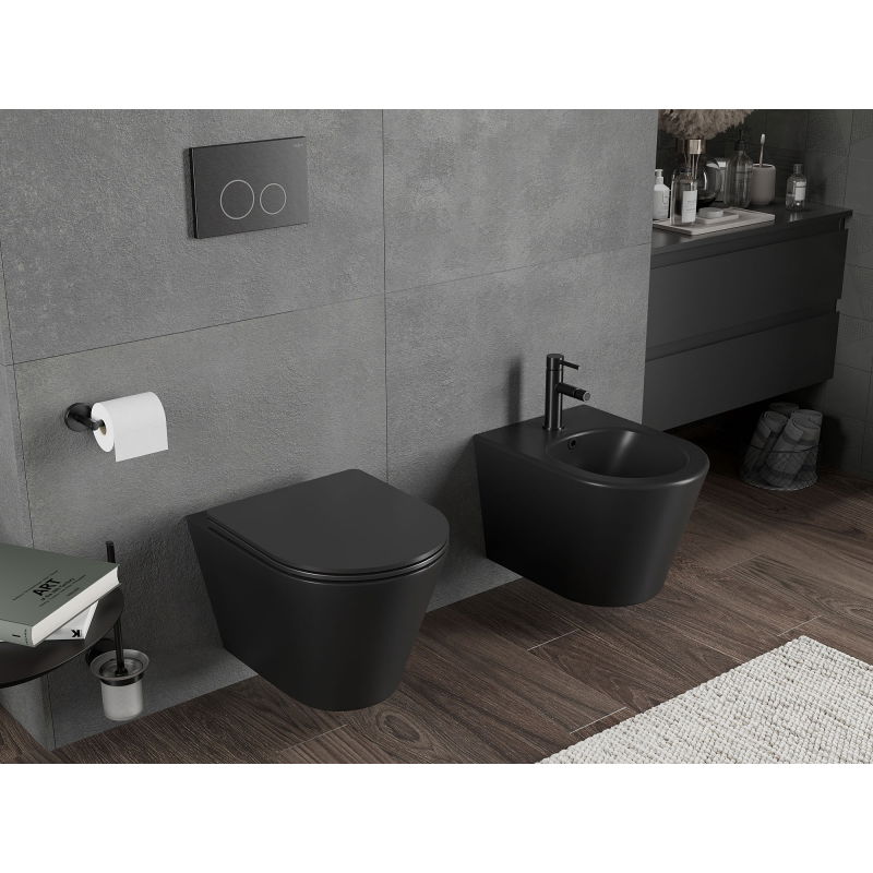 Mexen Rico WC misa Rimless Tornado, čierna matná - 3372XX85T