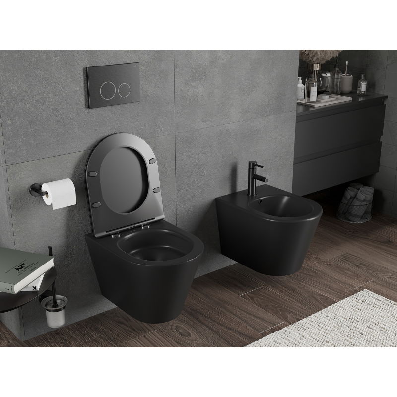 Mexen Rico WC misa Rimless Tornado, čierna matná - 3372XX85T