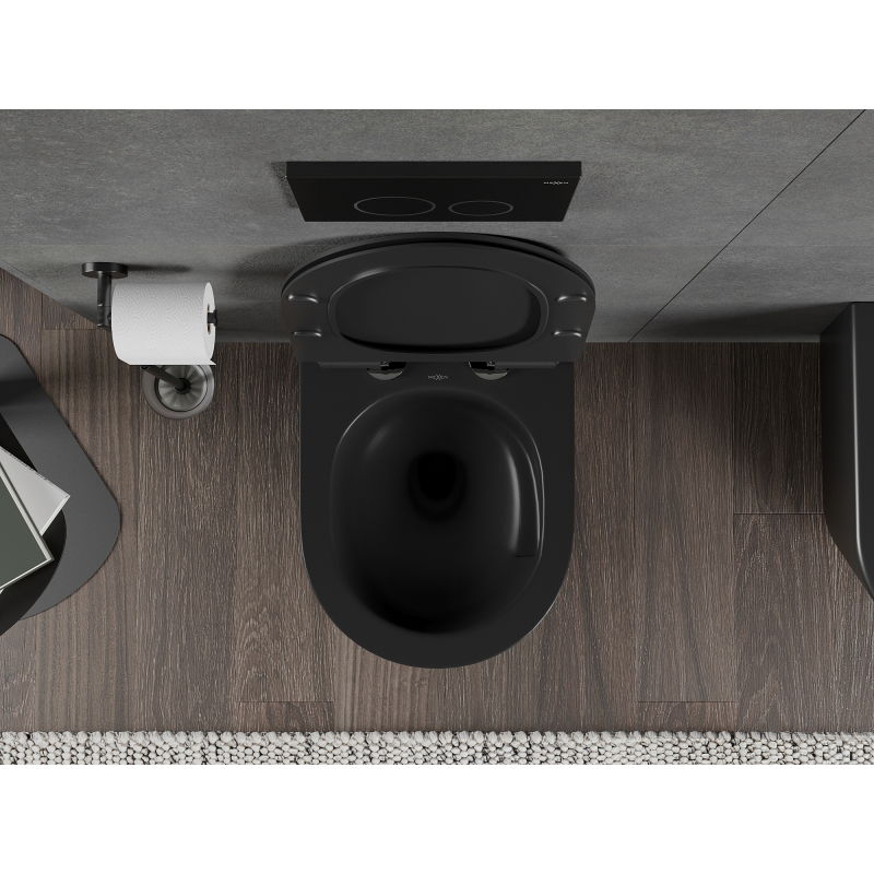 Mexen Rico WC misa Rimless Tornado s pomaly padacou doskou slim, duroplast, čierna matná - 30720185T