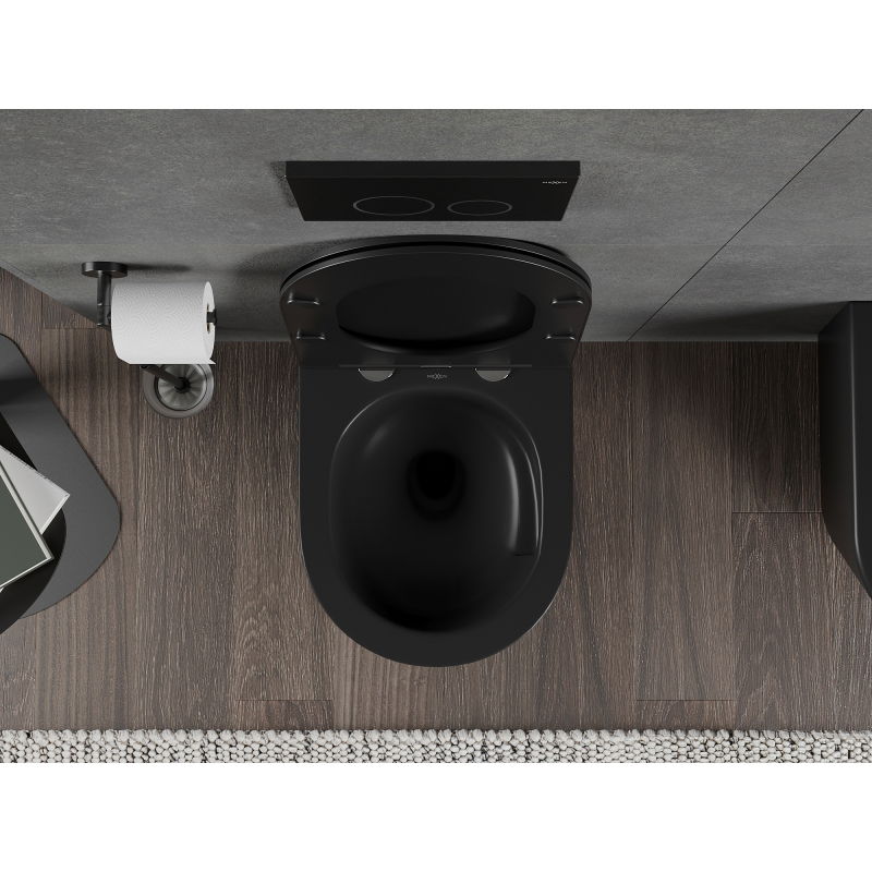 Mexen Rico WC misa Rimless Tornado so slim, pomaly padajúcim sedadlom, duroplast, čierny mat - 30721085T