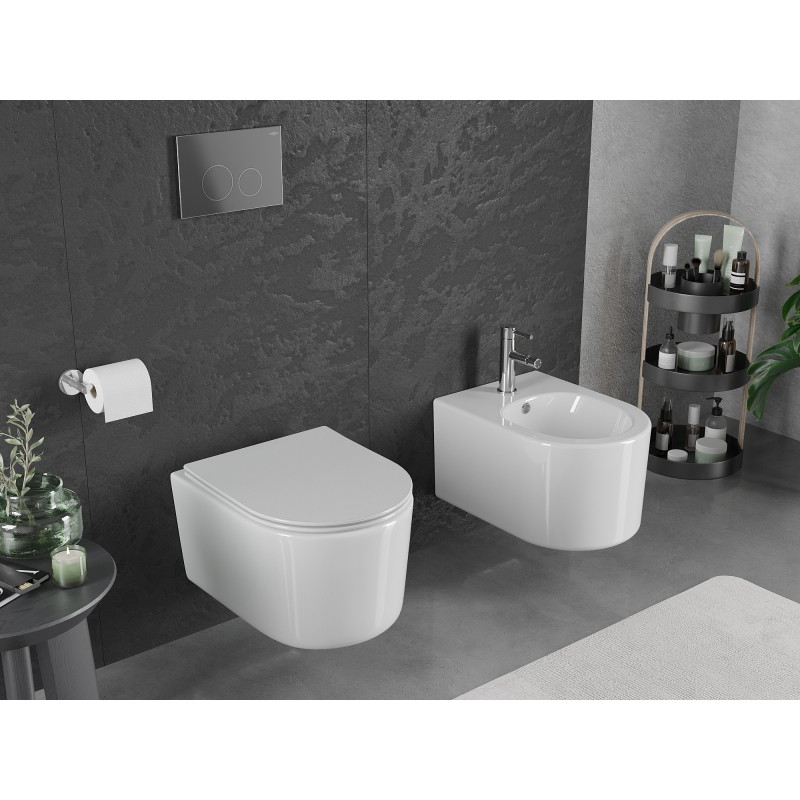 Mexen Sofia miska wc Rimless Tornado s pomaly zatváracou doskou slim, duroplast, biela lesklá - 30540400T