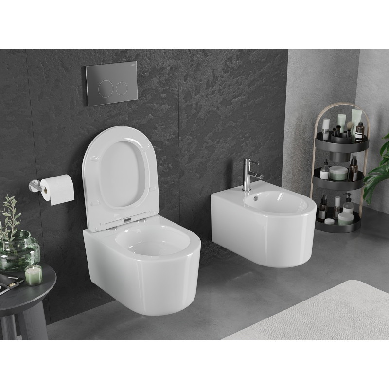 Mexen Sofia miska wc Rimless Tornado s pomaly zatváracou doskou slim, duroplast, biela lesklá - 30540400T