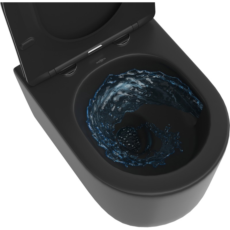 Mexen Sofia WC misa Rimless Tornado s pomaly uzatváracou slim doskou, duroplast, čierna matná - 30540185T