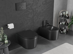 Mexen Sofia miska wc Rimless Tornado s pomaly sklopnou doskou slim, duroplast, čierna mat - 30541085T