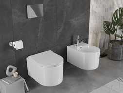 Mexen Sofia WC misa Rimless s pomaly zatvárajúcim sa tenkým sedadlom, duroplast, biely lesk - 30540400