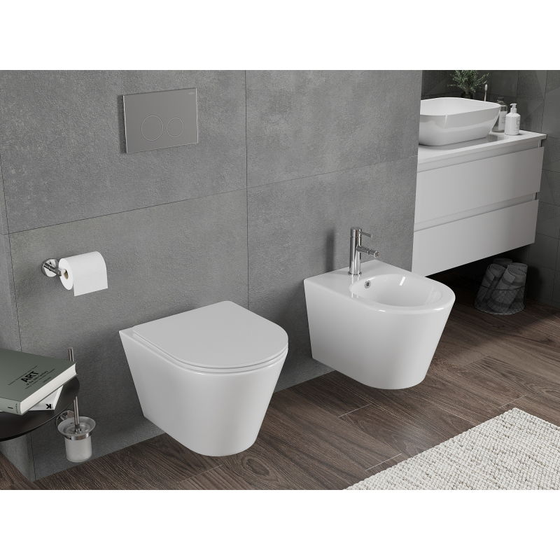 Mexen Rico WC misa Rimless Tornado so sedátkom pomaly zatvárajúcim slim, duroplast, biela lesk - 30720300T