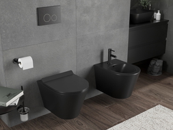 Mexen Rico WC misa Rimless Tornado s pomaly padacou doskou slim, duroplast, čierna matná - 30720185T