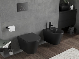 Mexen Rico WC misa Rimless Tornado so slim, pomaly padajúcim sedadlom, duroplast, čierny mat - 30721085T