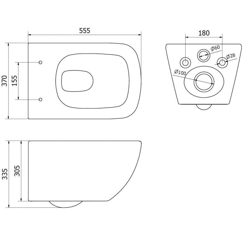 Mexen Timo miska wc Rimless Tornado, biela lesk - 3365XX00T