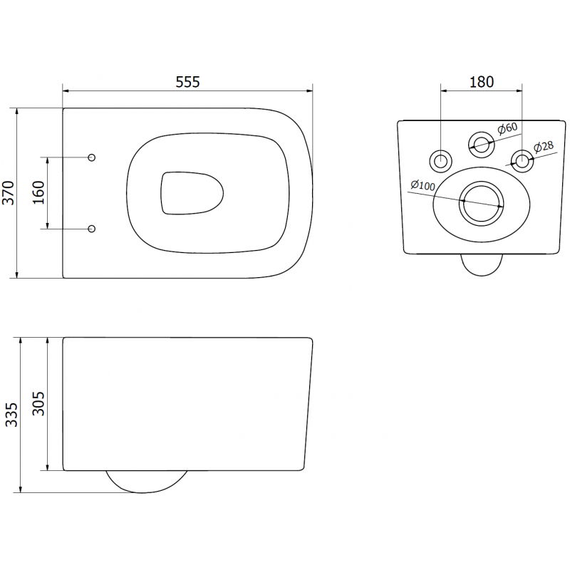 Mexen Vivo WC misa bez okrajovej vírivky Tornado, biela lesklá - 3361XX00T