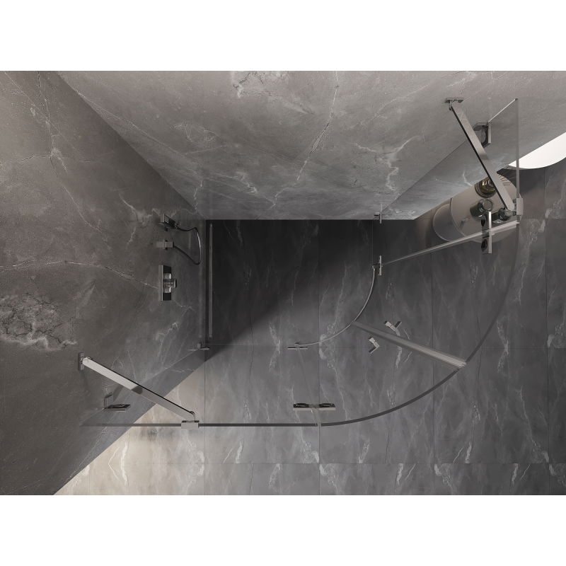 Mexen Lunar polokruhová sprchová kabína s otváracími ľavými dverami 100 x 90 cm, transparentná, chróm - 833-100L-090P-01-00