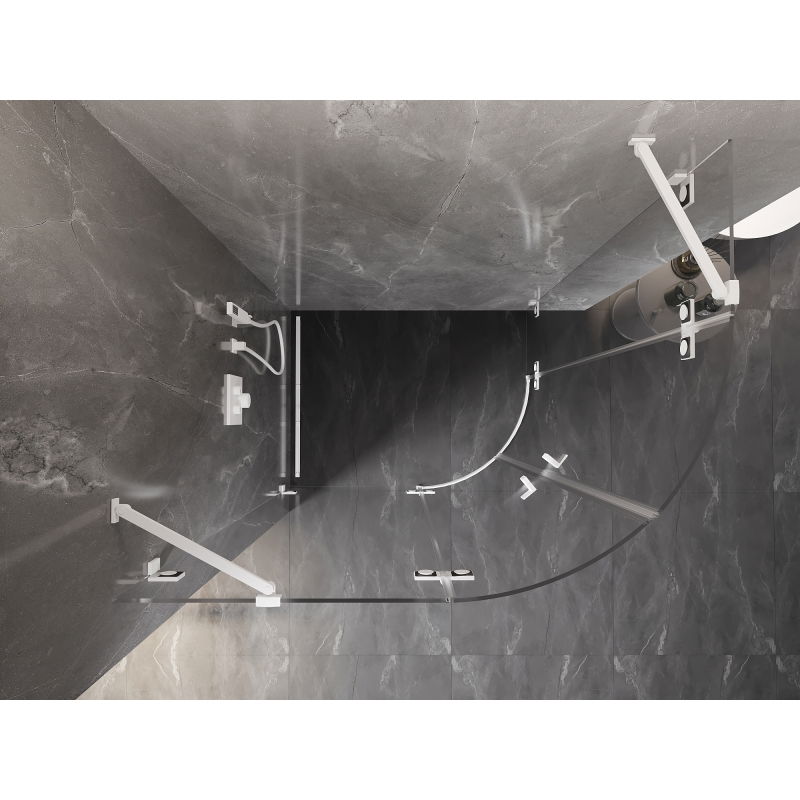 Mexen Lunar polkruhová sprchová kabína ľavá 90 x 70 cm, transparentná, biela - 833-090L-070P-20-00