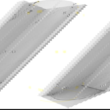 Mexen Lunar polkruhový sprchový kút s otváracími dverami 100 x 100 cm, transparentný, zlatý - 833-100L-100P-50-00