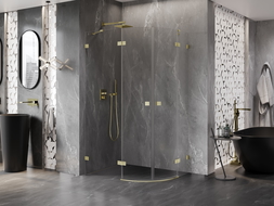 Mexen Lunar polkruhová sprchová kútová posuvná ľavá 80 x 70 cm, transparentná, zlatá brúsená - 833-080L-070P-55-00