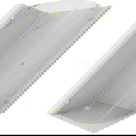 Mexen Lunar polkruhová sprchová kabína otočná ľavá 100 x 80 cm, transparentná, zlatá kefovaná - 833-100L-080P-55-00