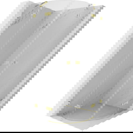 Mexen Lunar kabína sprchová polkruhová otváracia 100 x 100 cm, transparentná, zlatá kartáčovaná - 833-100L-100P-55-00