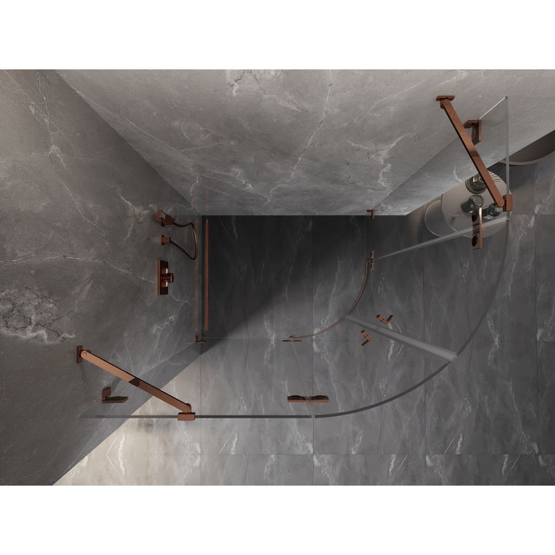 Mexen Lunar poločierna sprchová kabína s otváravými dverami vľavo 90 x 70 cm, transparentná, ružové zlato