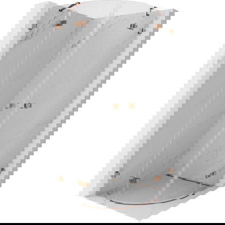 Mexen Lunar polkruhová sprchová kabína otváracia 90 x 90 cm, transparentná, ružové zlato - 833-090L-090P-60-00