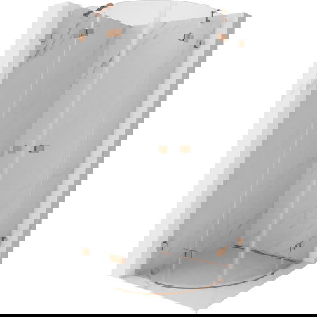 Mexen Lunar polkruhová sprchová kabína s výklopnými dverami 70 x 70 cm, transparentná, kartáčovaná meď - 833-070L-070P-65-00