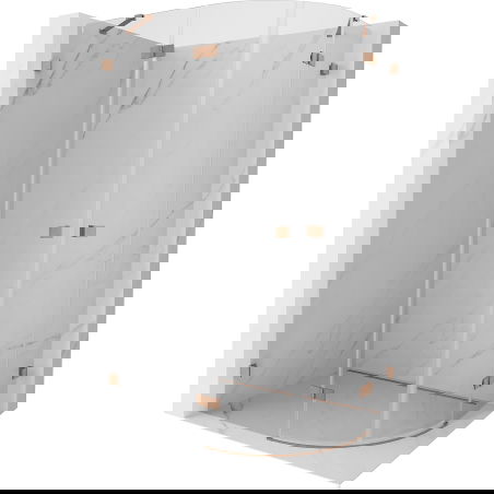 Mexen Lunar polokruhový sprchový kút s výklopnými dverami ľavý 100 x 80 cm, transparentný, brúsená meď - 833-100L-080P-65-00